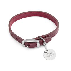 Personalised Red Leather Dog Collar With Tag