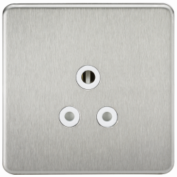 Knightsbridge Screwless 5A Unswitched Socket - Brushed Chrome with White Insert - (SF5ABCW)