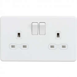 Knightsbridge Screwless 13A 2G DP switched socket - Matt white - (SFR9000MW)