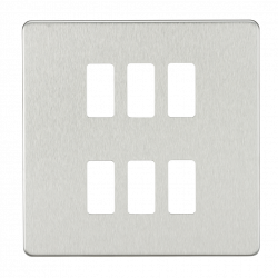 Knightsbridge Screwless 6G grid faceplate - brushed chrome - (GDSF006BC)