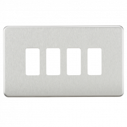 Knightsbridge Screwless 4G grid faceplate - brushed chrome - (GDSF004BC)