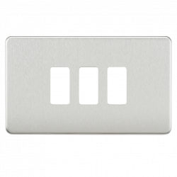 Knightsbridge Screwless 3G grid faceplate - brushed chrome - (GDSF003BC)