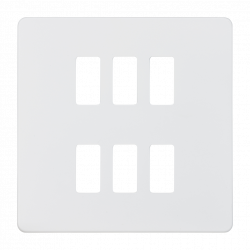 Knightsbridge Screwless 6G grid faceplate - matt white - (GDSF006MW)