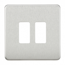 Knightsbridge Screwless 2G grid faceplate - brushed chrome - (GDSF002BC)