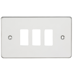 Knightsbridge Flat plate 3G grid faceplate - polished chrome - (GDFP003PC)