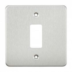 Knightsbridge Flat plate 1G grid faceplate - brushed chrome - (GDFP001BC)