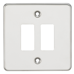 Knightsbridge Flat plate 2G grid faceplate - polished chrome - (GDFP002PC)