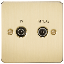 Knightsbridge Flat Plate Screened Diplex Outlet (TV & FM DAB) - Brushed Brass - (FP0160BB)