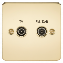 Knightsbridge Flat Plate Screened Diplex Outlet (TV & FM DAB) - Polished Brass - (FP0160PB)