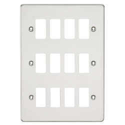 Knightsbridge Flat plate 12G grid faceplate - polished chrome - (GDFP012PC)