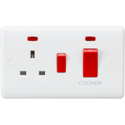 Knightsbridge Curved Edge 45A DP Switch and 13A Switched Socket with neons - (CU8333N)