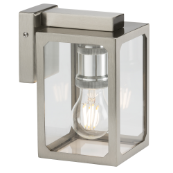 Knightsbridge 230V IP23 E27 Wall Lantern - Brushed Chrome - (LANTSS)