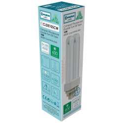 Crompton 10w CFL Double Turn DE Dimmable 4000K  G24q-1 4-Pin - (CLDE10SCW)