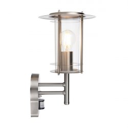 Saxby York Polished Steel 60W With PIR 1lt Outdoor Wall Light (4479782)