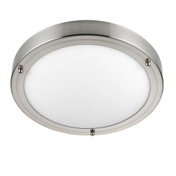 Saxby Satin Nickel Portico 9W LED Bathroom Ceiling Light (54675)