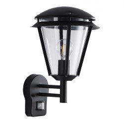 Saxby Inova Black 60W PIR 1lt Outdoor Wall Light (49946)