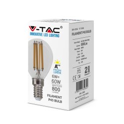 V-Tac 6W P45 FILAMENT BULB-CLEAR 6400K SES - (VT-2486-865)