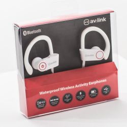 Av:link 100.557 Waterproof Wireless Bluetooth In Ear Activity Earphone - Wht/Red