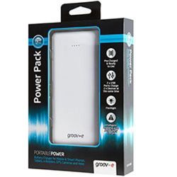 Groov-e GVCH12000 Portable Battery Charger With Dual USBs 12000mAh White - New