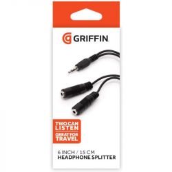 Griffin GC38511 High Quality Black Standard 3.5mm Speaker Headphone Splitter New