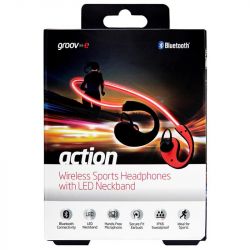 Groov-e GVBT800RD Wireless Bluetooth Sports Headphones with LED Neckband - Red