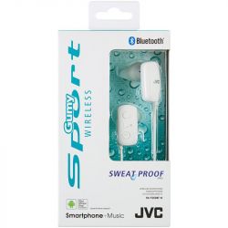 JVC HAF250BT/WHITE 3 Button IPX2 Gumy Sports Bluetooth Ear Headphones - White
