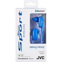 JVC HAF250BT/BLUE 3 Button IPX2 Gumy Sports Bluetooth Ear Headphones - Blue