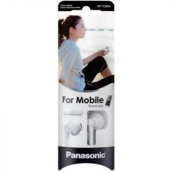 Panasonic RPTCM50/WHITE Clear Bass Sound Stereo Earphones with Mic White - New
