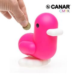 Dhink Dhink266-02 Canar 16cm Bird Design Saving Piggy Kiddy Coin Bank Magenta