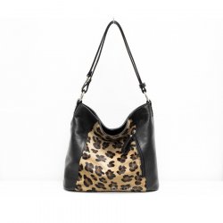 Leather Handbag with Adjustable Strap Leopard Print