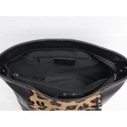 Leather Handbag with Adjustable Strap Leopard Print