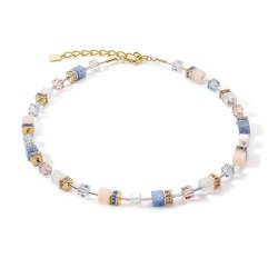 Coeur De Lion DELUXE GEOCUBE Necklace Gold & Light Blue Aventurine