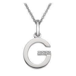 Hot Diamonds Sterling Silver Diamond set Initial G Pendant on 16-18