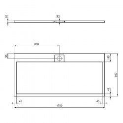 Ideal Standard i.life Ultra Flat S 1700 x 800mm Rectangular Shower Tray with Waste - Jet Black