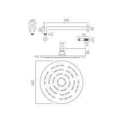 Vado Geometry 250mm Round Shower Head and Arm