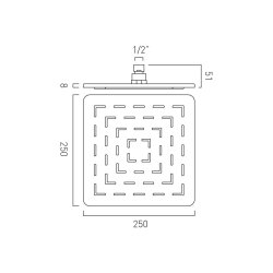 Vado Geometry 250mm Single Function Square Shower Head