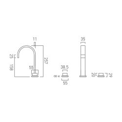 Vado Geo Deck Mounted Basin Mixer with Square Handles