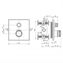 Ideal Standard Ceratherm Navigo Built-In Square Thermostatic 1 Outlet Chrome Shower Mixer