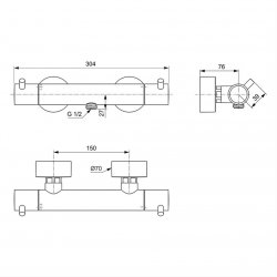 Ideal Standard Ceratherm T125 Exposed Thermostatic Chrome Shower Mixer Valve