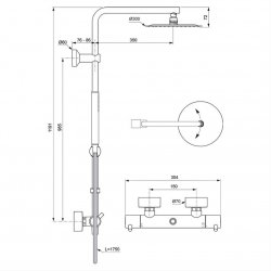 Ideal Standard Ceratherm T125 Exposed Thermostatic Round Chrome Shower Pack