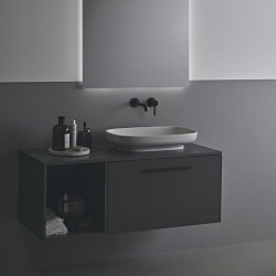 Ideal Standard i.life B Matt Quartz Grey Side Unit for Vessel Basins with 1 Shelf