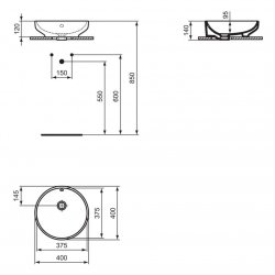 Ideal Standard i.life B 400mm Vessel Basin & 1200mm Furniture Units with 2 Shelves
