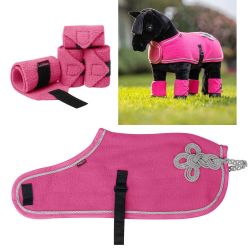 Lemieux Mini Toy Pony Skye Black & Watermelon Pink Show Rug & Bandage Set