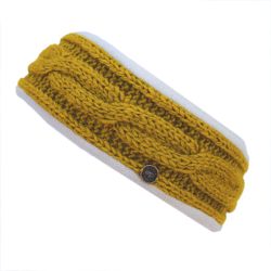 Pure Wool Fleece Lined - Cable Headband - Mustard