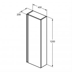 Ideal Standard Tesi Gloss White 40cm Half Column Unit with 1 Door