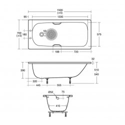 Armitage Shanks Sandringham 21 Single Ended Steel Bath 1500mm x 700mm - White