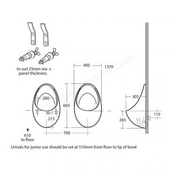 Armitage Shanks Contour 670mm Waterless Hygeniq Rimless Urinal Bowl