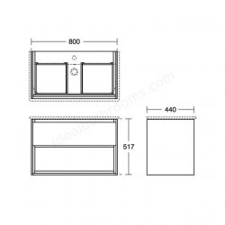 Ideal Standard Connect Air 800mm Vanity Unit with 1 Drawer and Open Shelf (Gloss White with Matt Grey Interior)