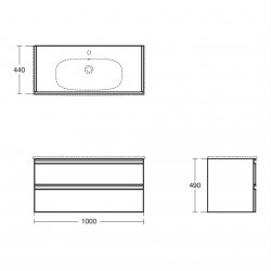 Ideal Standard Tesi Matt Dark Taupe 100cm 2 Drawer Vanity Unit