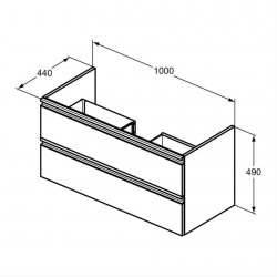 Ideal Standard Tesi Matt Dark Taupe 100cm 2 Drawer Vanity Unit